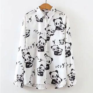 Panda Print Shirt White - One Size