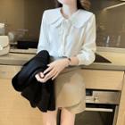 Long-sleeve Layered Collar Bow Blouse