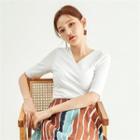 Wrap-front Slim-fit Top