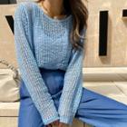 Loose-fit Net Knit Top