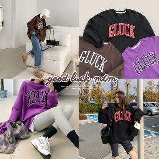 Letter Oversized Napped Sweatshirt