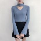 Bell-sleeve Open Front Knit Top