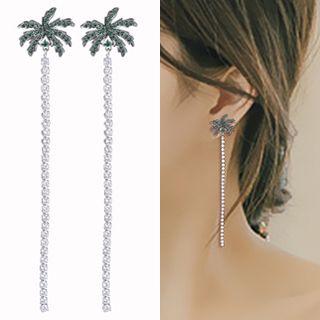 925 Sterling Silver Palm Tree Drop Earring