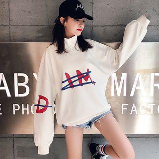 Letter Mock Neck Sweatshirt