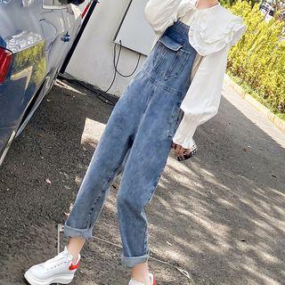 Ruffled Blouse / Washed Denim Dungaree
