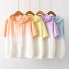 Short-sleeve Ombre Hooded T-shirt