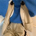 Plain Turtle-neck Loose-fit Sweater / Fleece Vest / Corduroy Loose-fit Pants