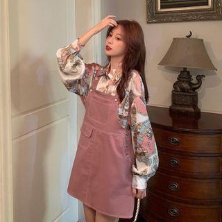 Printed Shirt / Mini A-line Jumper Dress