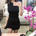 Slit-front Lace-trim Mini Skort