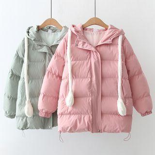 Rabbit Ear Hooded Padded Zip Jacket