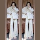 Turtleneck Knit Top / Wide-leg Pants / Padded Jacket