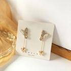 Butterfly Earring 1 Pair - Gold & White - One Size