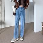 Mid-rise Panel Straight Leg Jeans