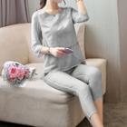 Set: Elbow-sleeve Top + Cropped Slim Fit Pants