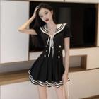 Short-sleeve Double Breasted Sailor Collar Dress
