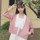 3/4-sleeve Embroidered Hanfu Jacket Pink - One Size