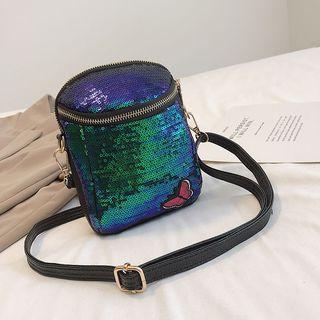 Sequine Crossbody Bucket Bag