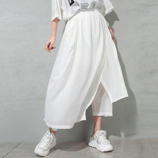 Plain Irregular Mesh Panel Skort