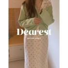 Round-neck Plain Cardigan Melon - One Size
