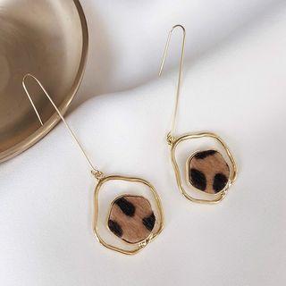 Leopard Print Irregular Dangle Earring As Shown In Figure - One Size