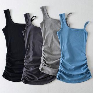 Plain Ruched Tank Top Dress