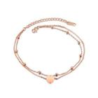 Simple And Sweet Plated Rose Gold Heart-shaped 316l Stainless Steel Double-layer Anklet Rose Gold - One Size
