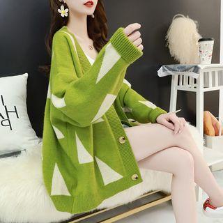 Triangle-pattern Oversized Cardigan