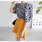 Puff Elbow-sleeve Floral Top