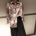 Leopard Print Long-sleeve Loose-fit Shirt As Figure - One Size