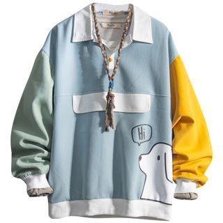 Color Block Cartoon Print Sweatshirt