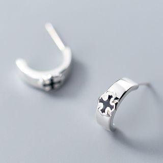 925 Sterling Silver Cross Earring As Shown In Figure - One Size