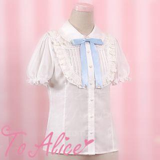 Lace-trim Pintuck-front Shirt