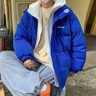 Mock Two Piece Padding Zip Hoodie