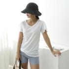Crochet-trim Slim-fit T-shirt White - One Size