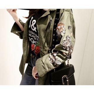 Lace-up Back Sequined Safari Jacket