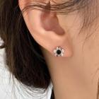 Flower Alloy Earring Type A - 1 Pair - Black - One Size