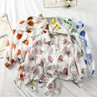 Tie-hem Fruit-print Shirt
