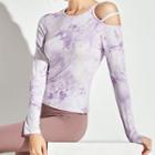 Long-sleeve Tie Dye Cold-shoulder Sports T-shirt