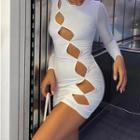 Plain Long Sleeve Cut-out Bodycon Mini Dress
