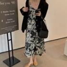 Plain Loose-fit Blazer / Print Sleeveless Dress / Long-sleeve T-shirt