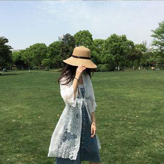 Crochet 3/4-sleeve Long Light Jacket