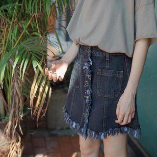 Slim-fit Denim A-line Skirt