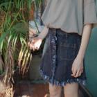 Slim-fit Denim A-line Skirt