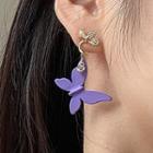 Butterfly Dangle Earring 1 Pair - 0740a - Purple - One Size