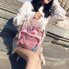 Set: Transparent Backpack + Drawstring Bag With Drawstring Bag - Pink - One Size