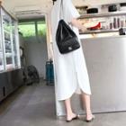 Dolman-sleeve Slit-side Dress