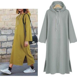 Plain Hoodie Midi Dress