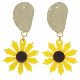 Flower Drop Earring 1 Pair - Yellow - One Size
