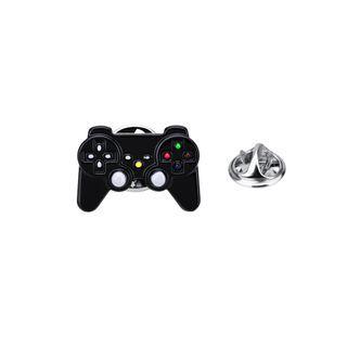 Fashion Fun Black Gamepad Brooch Silver - One Size
