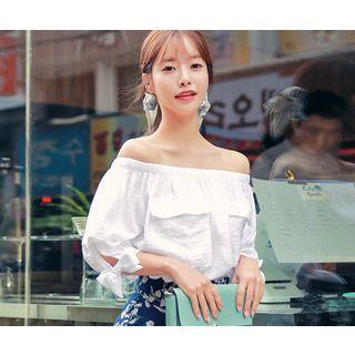 Off-shoulder Tie-detail Top